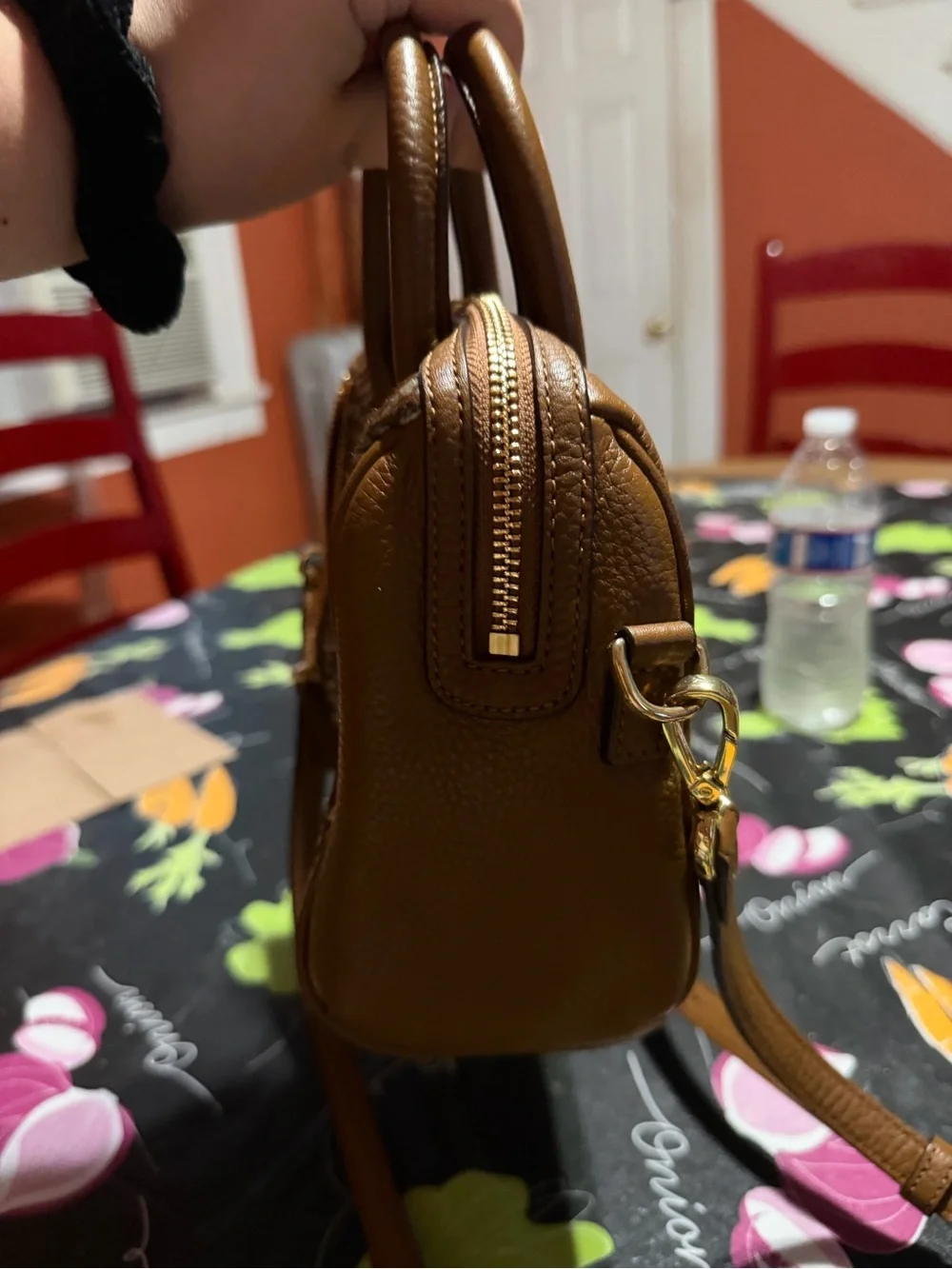 Vera Bradley Brown and Gold Leopard-Print Mini Crossbody